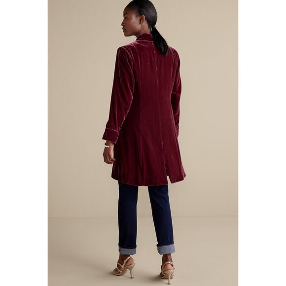 Soft Surroundings Women's Red Aria Velvet Long Sleeves Jacket Size XS - Picture 2 of 11